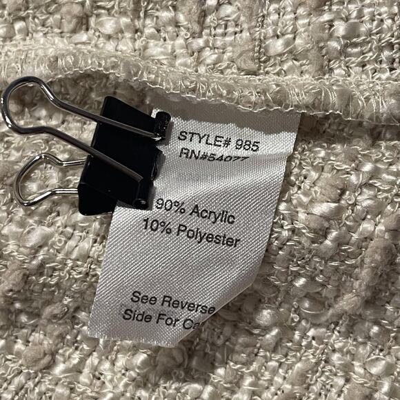 Cabi Womens Cardigan Sweater Jacket Chenille Tweed Open Front Cream Small FD - Picture 4 of 6